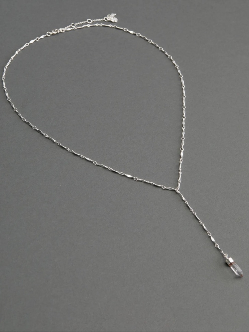 Lucky Brand Silver Y Necklace with Crystal